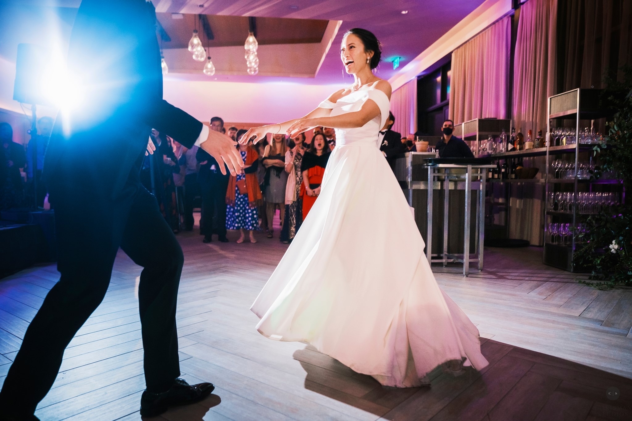 happy couple dancing at montage healdsburg wedding planned by Blissful Events