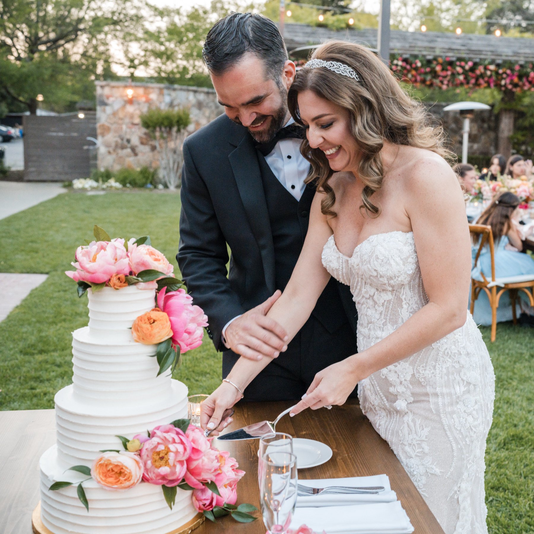 Micro Wedding in the Spring Time Elopement California Square at the Estate Yountville Wedding venue.   Wedding planned by Blissful Events. Photo by Lily Rose. 