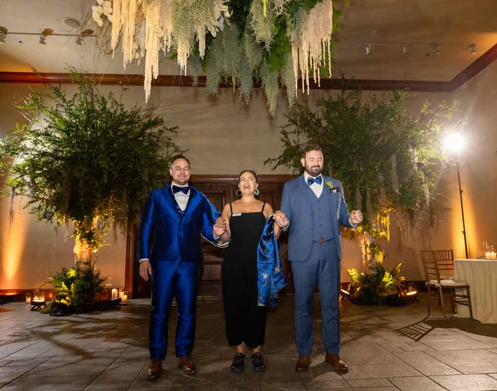 Moments before Samar reveals a transformed venue to a newly married couple. Trees and floral arrangements by Bella Vita Floral Productions. Wedding by Blissful Events. Image Captured by Danny Dong Photography.